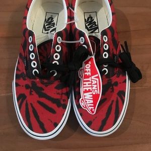 Vans red and black tie dye sneakers